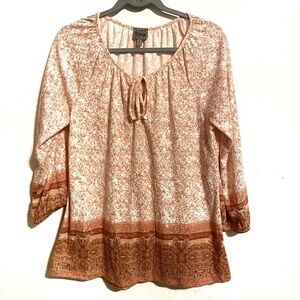 Como Vintage Peplum Baby Doll Ditsy Floral Two-Toned Top Women’s Sz M